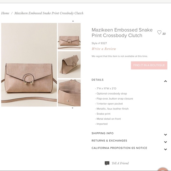 NWT Francesca's Mazikeen Rose Gold Snake Crossbody - Picture 2 of 6